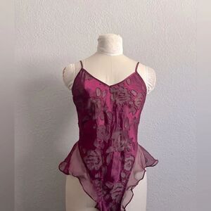Victorias Secret Gold Label Maroon Floral Teddy Size Small